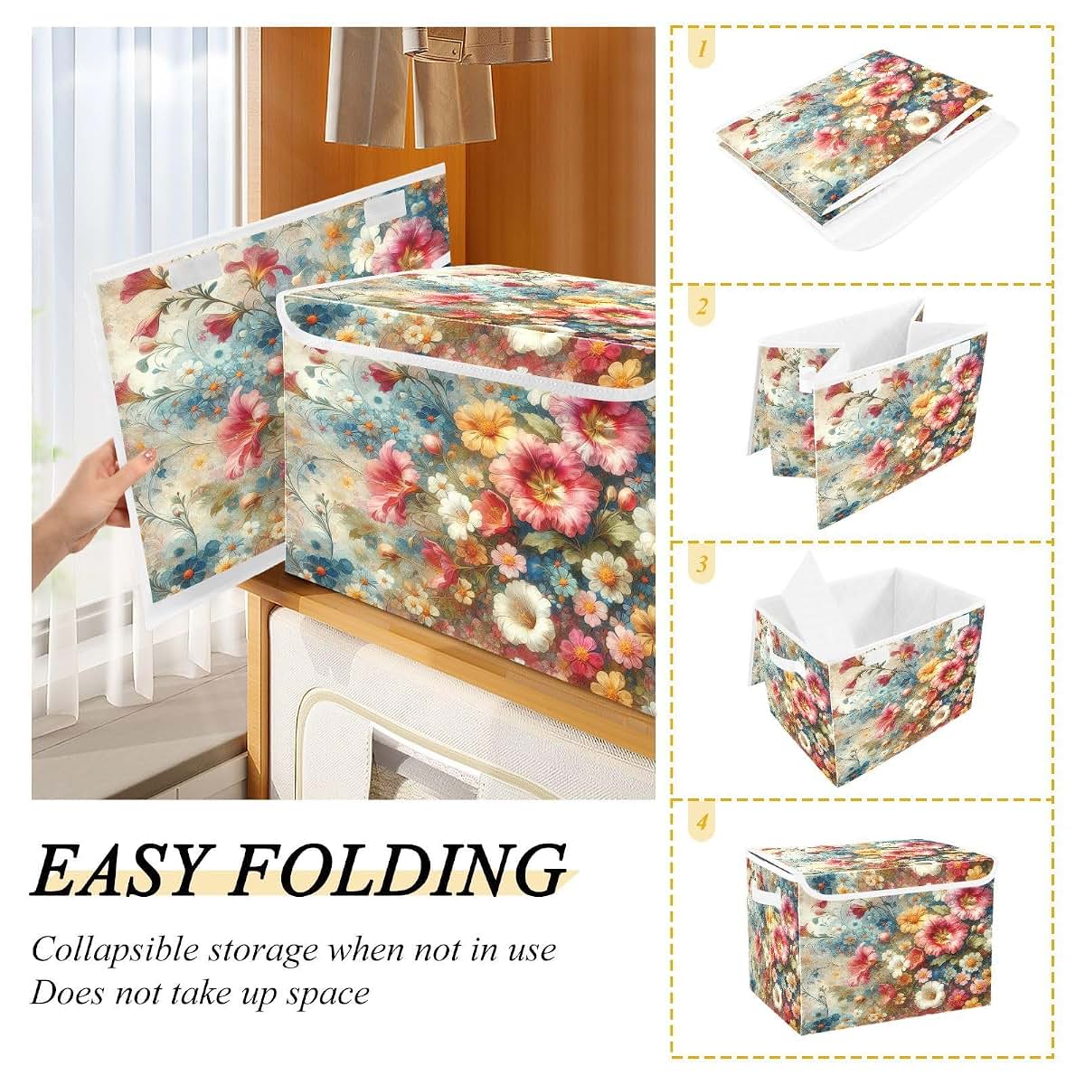 Kigai Colorful Flowers Storage Bin