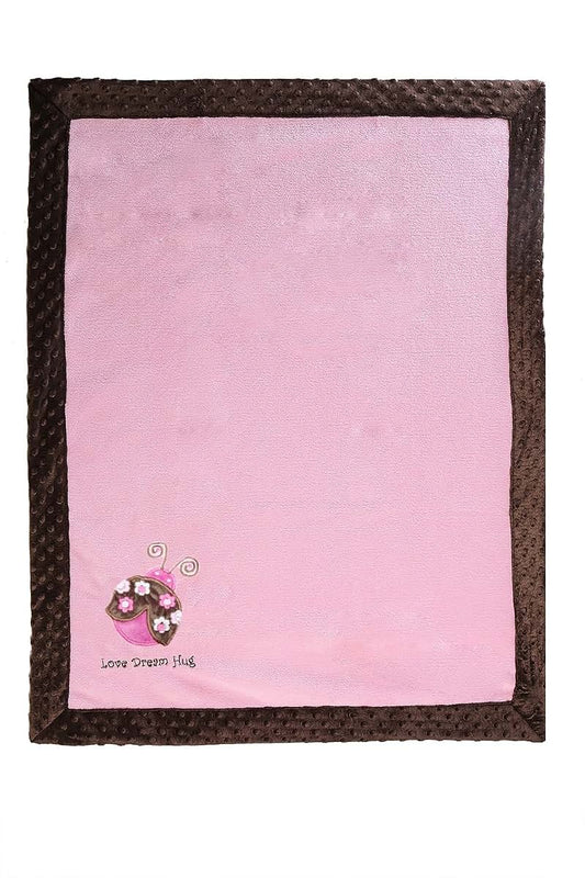 Bacati Ladybug Pink and Chocolate Velour Baby Blanket
