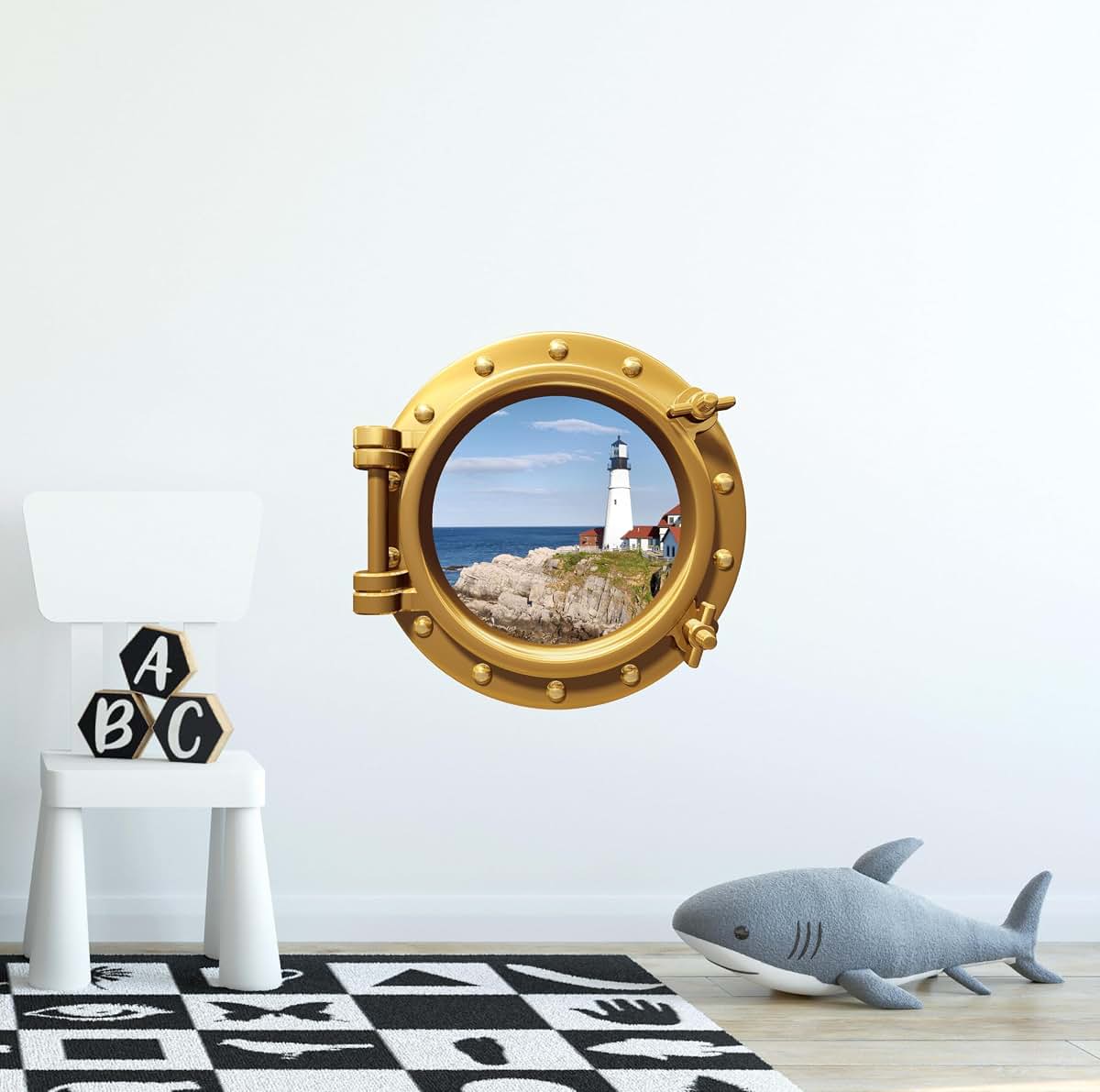 Stickit Graphix Lighthouse Porthole Window Wall Decal, Bronze (photo 2)