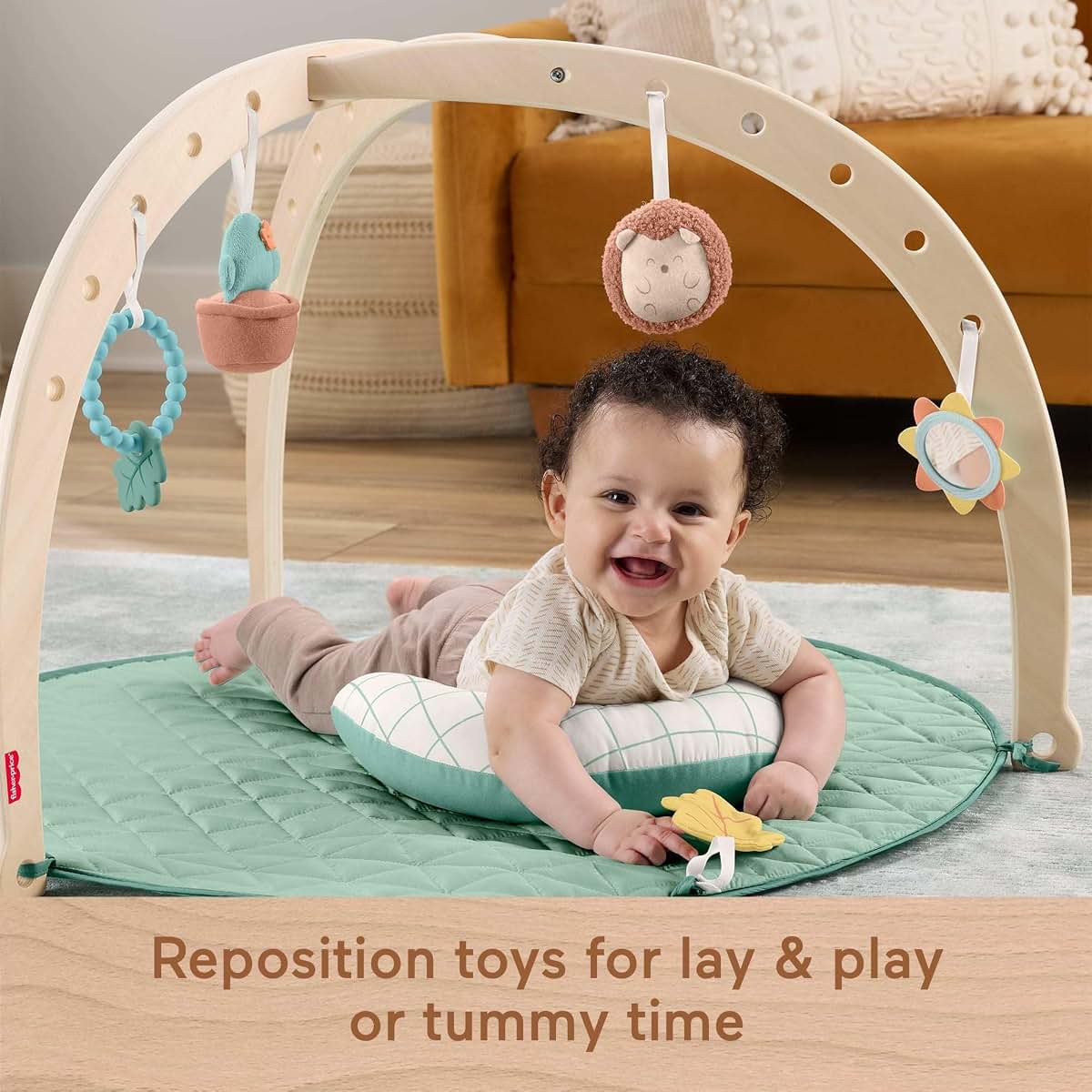 Fisher-Price Wood Baby Playmat Lay & Play Deluxe Activity Gym