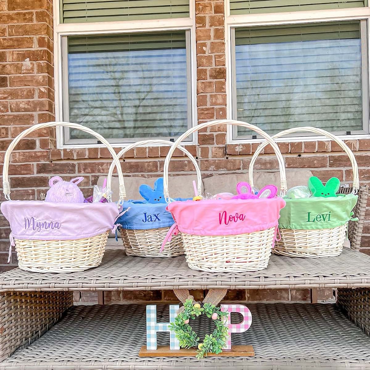 Personalization Universe Personalized Classic Easter Basket – Embroidered Soft Lavender Basket Liner – Custom Kids (photo 4)
