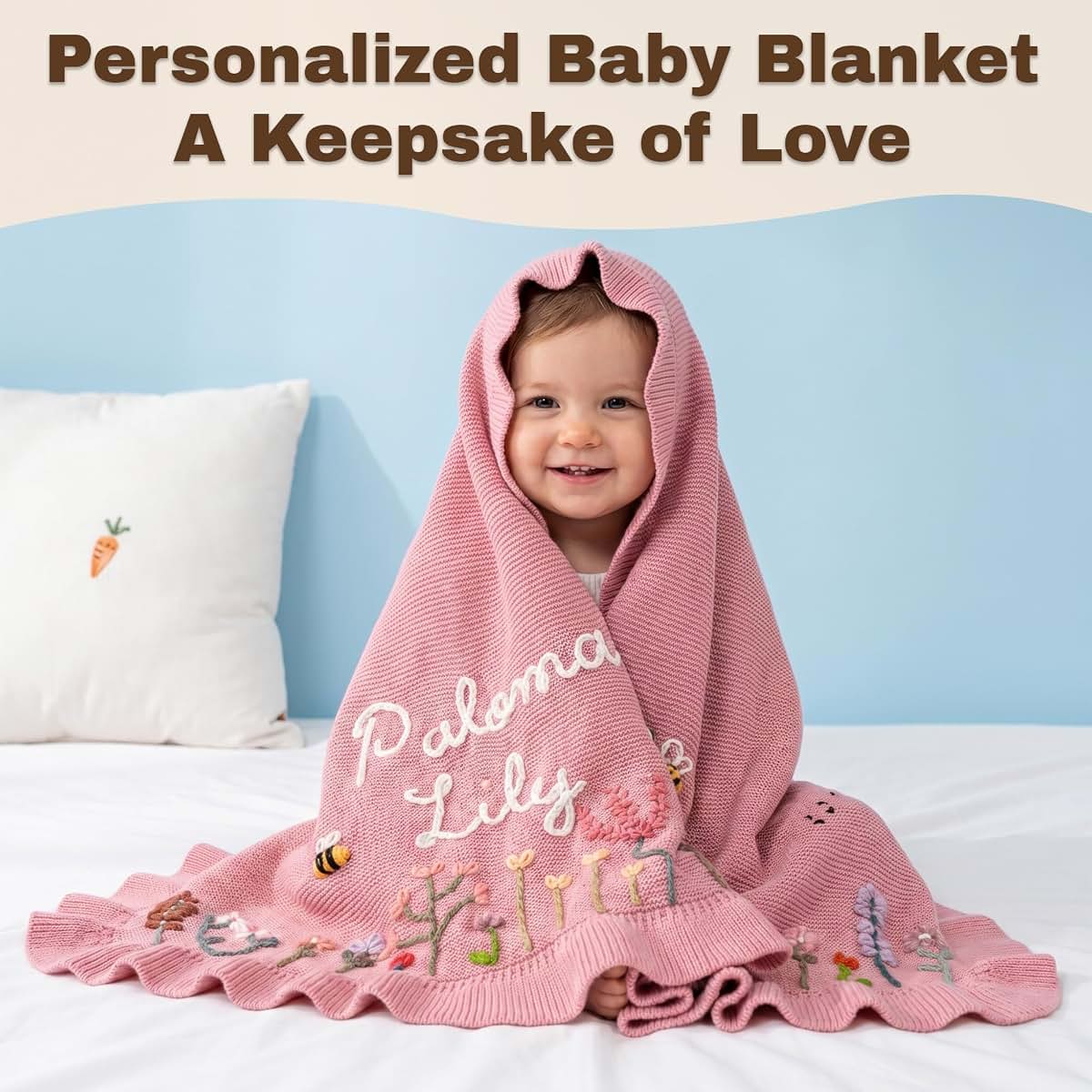 Boozieskoozies Personalized Baby Blanket With Hand Embroidered Name (photo 4)