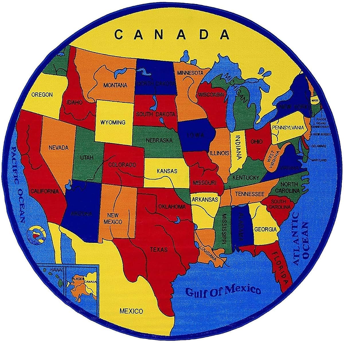 Champion Rugs USA Map Educational Area Rug for Kids Playroom