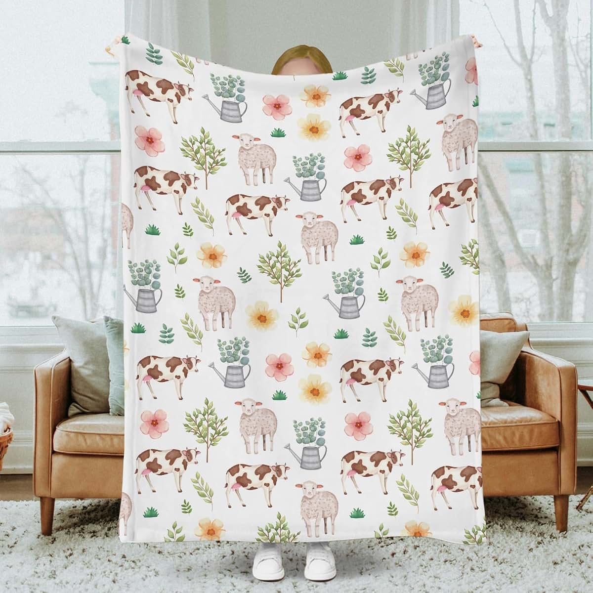 SqtmuHLuo Farm Animals Baby Blanket, Lightweight Flannel Swaddle (photo 4)