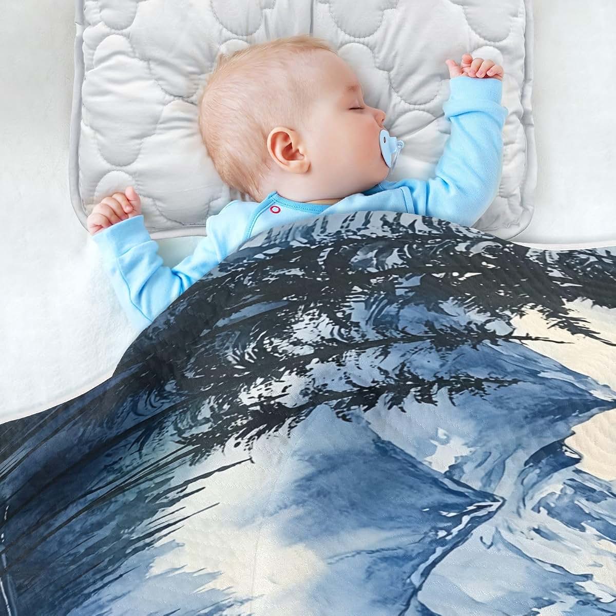GUIJI Mountain Forest Baby Blanket Quilt for Crib & Stroller Use