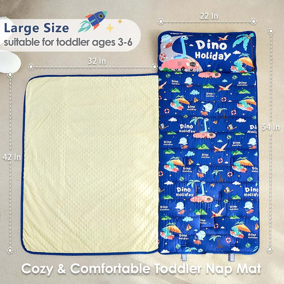 NacoMoco Toddler Nap Mat with Pillow and Blanket, Ultra Soft for Daycare and Travel