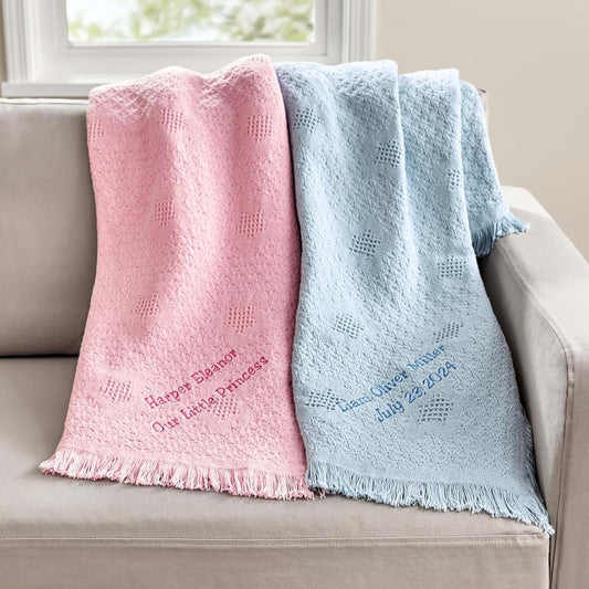 Let's Make Memories Personalized Honeycomb Baby Blanket, Pink