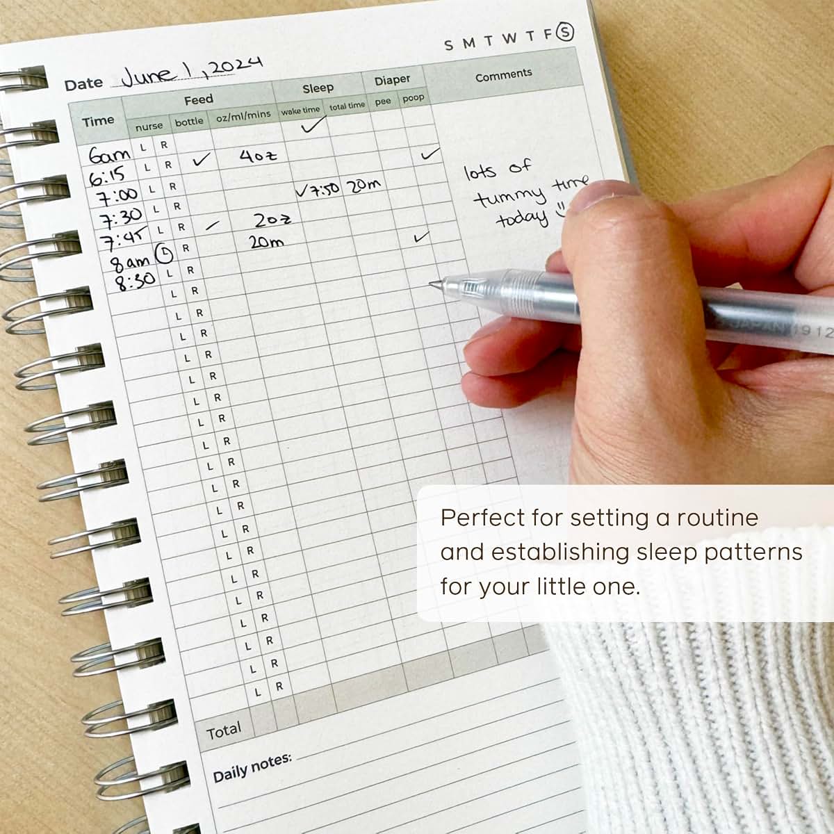 Bubbarino Baby Daily Log Book for Tracking Milestones and Routines