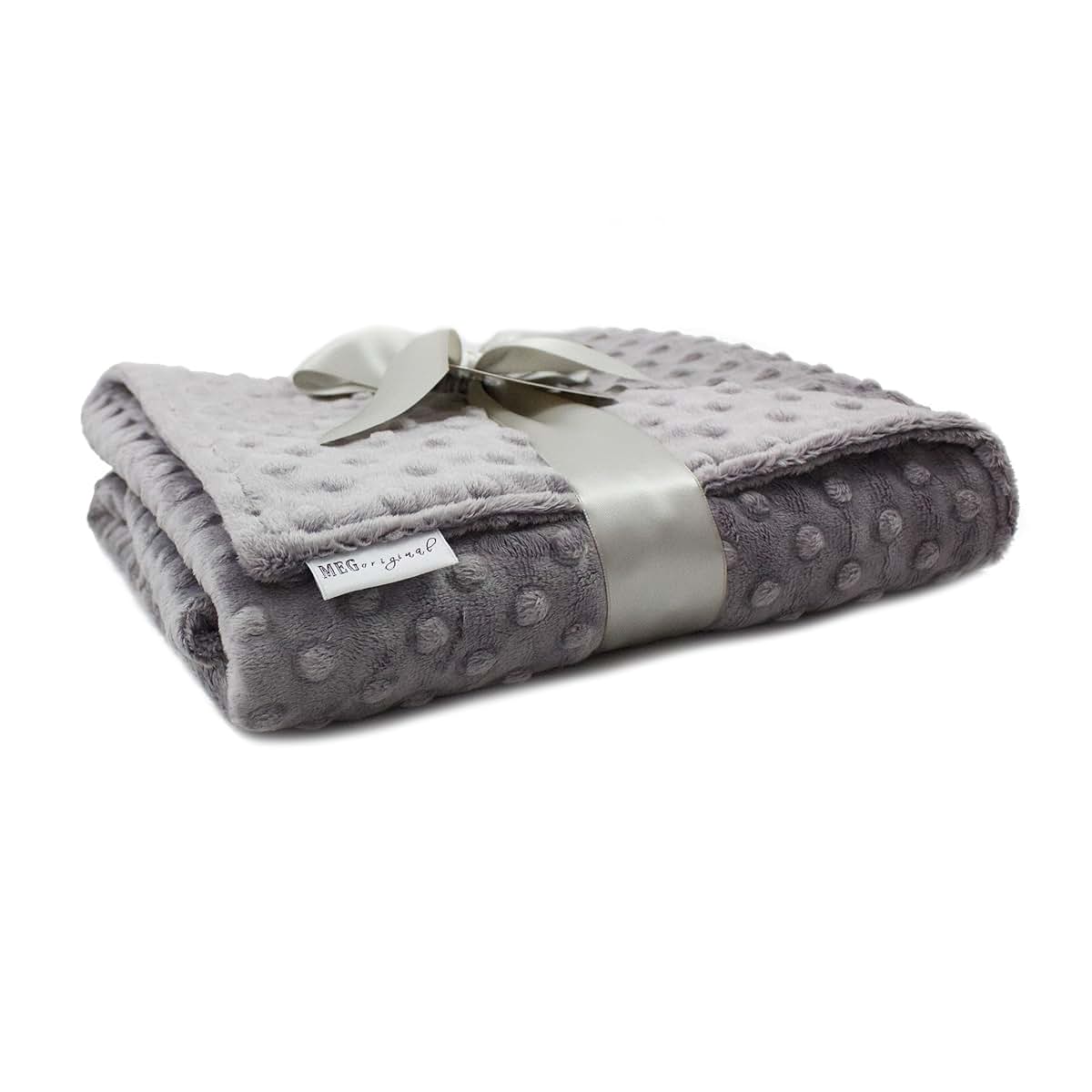 MEG ORIGINAL Charcoal Grey Minky Dot Baby Blanket 397 (photo 4)