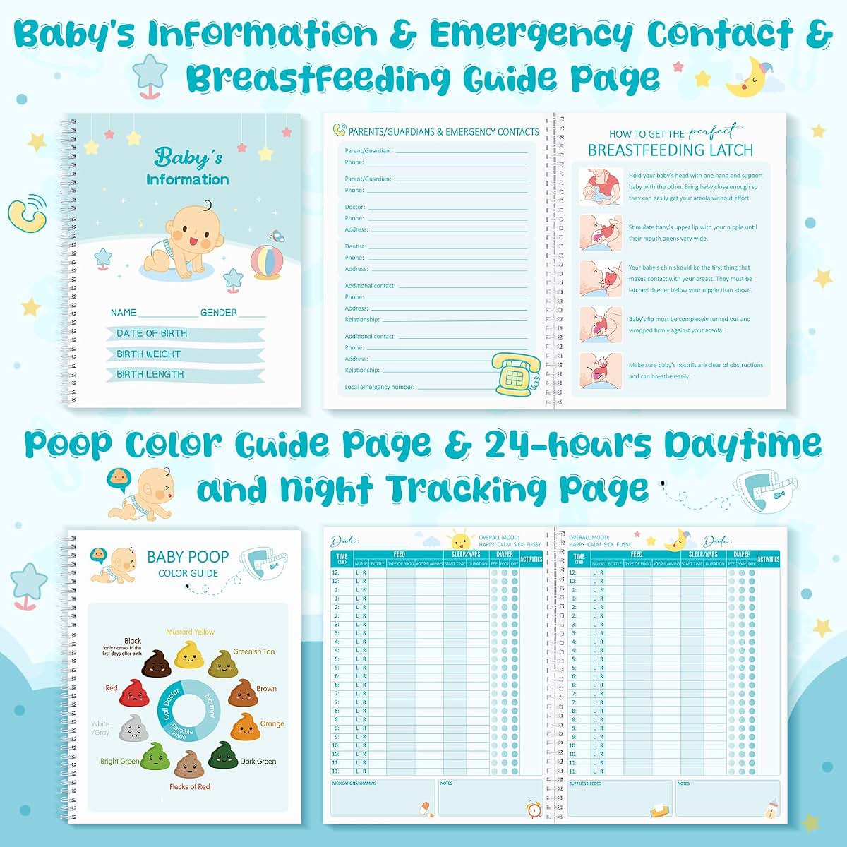 Pasimy Baby Daily Log Book Journal for Newborn Care Tracking