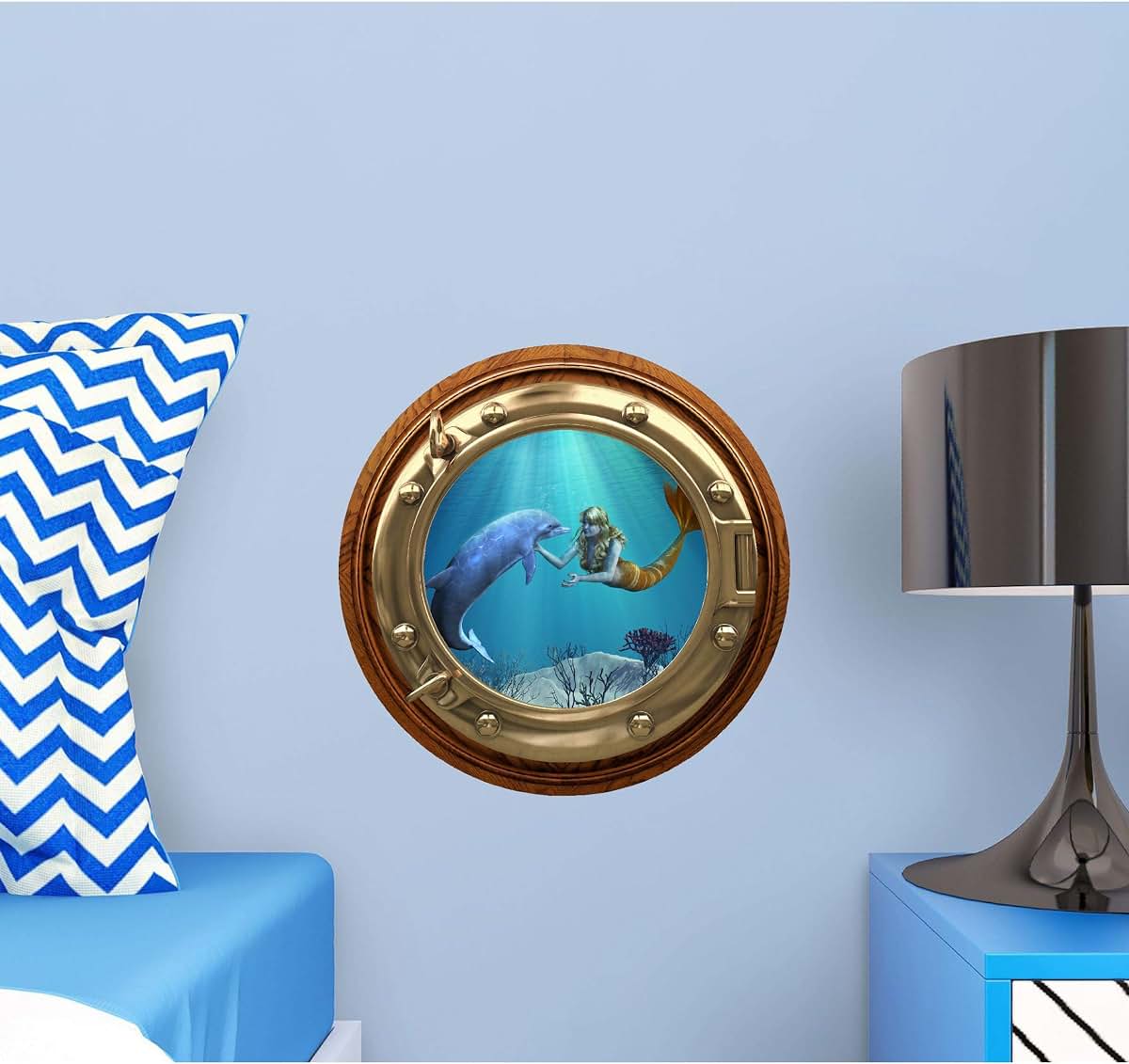 Stickit Graphix 12" Porthole 3D Window Wall Sticker Mermaid Dolphin