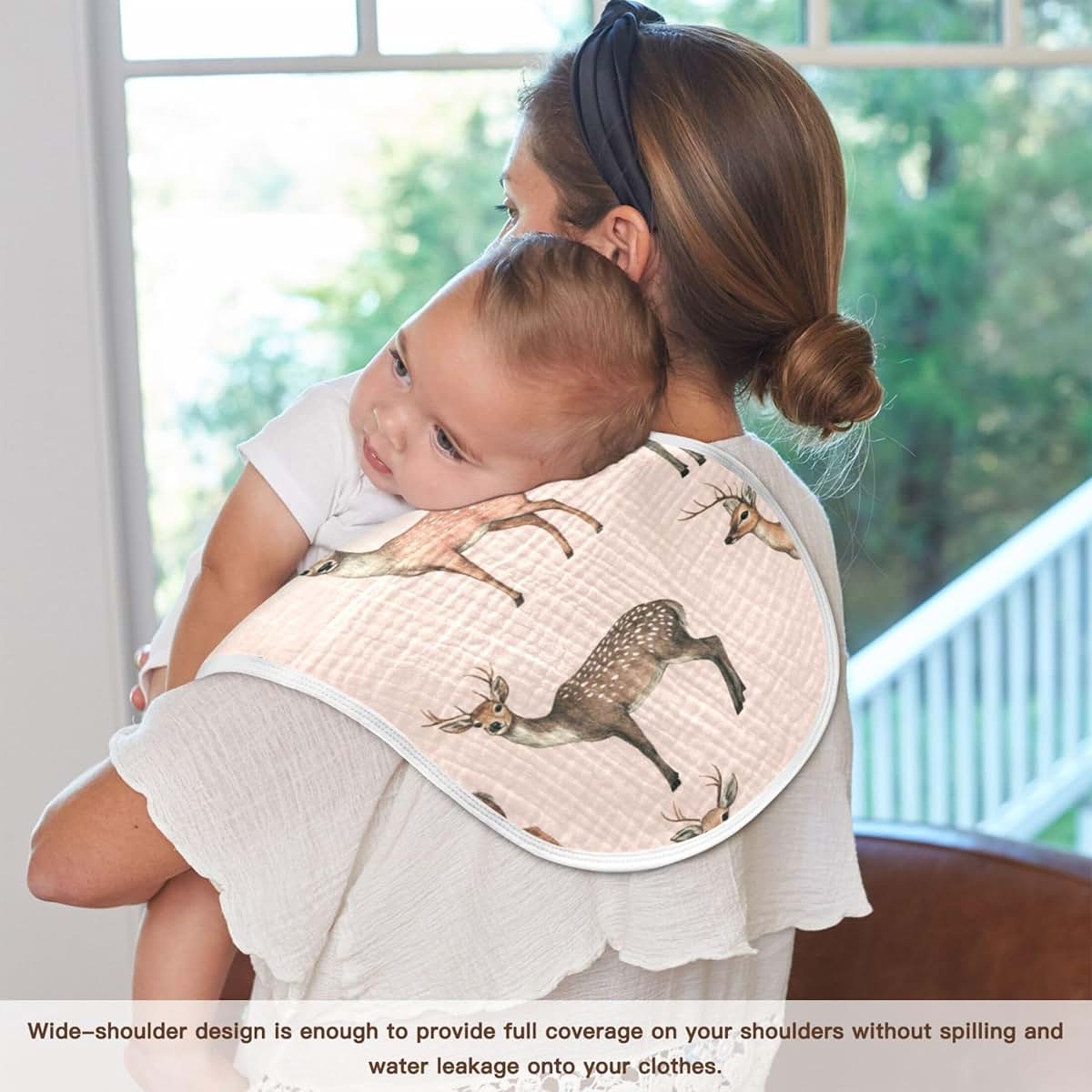 Mazeann Vintage Deer Pinks Burp Cloths Baby Boys Girls Absorbent Soft Cotton 4 Pack