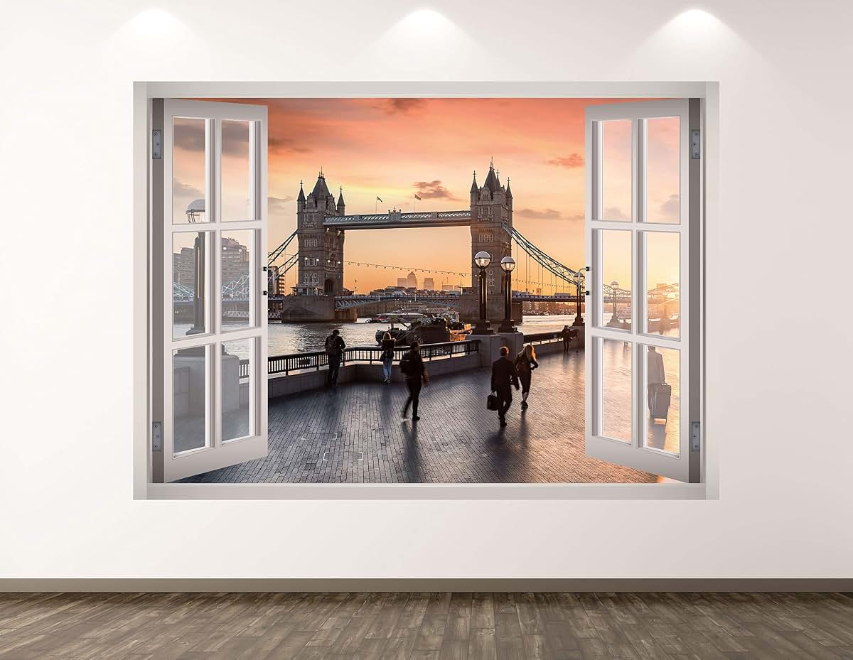 West Mountain London Wall Decal Art Decor 3D Window Bridge Sticker Mural