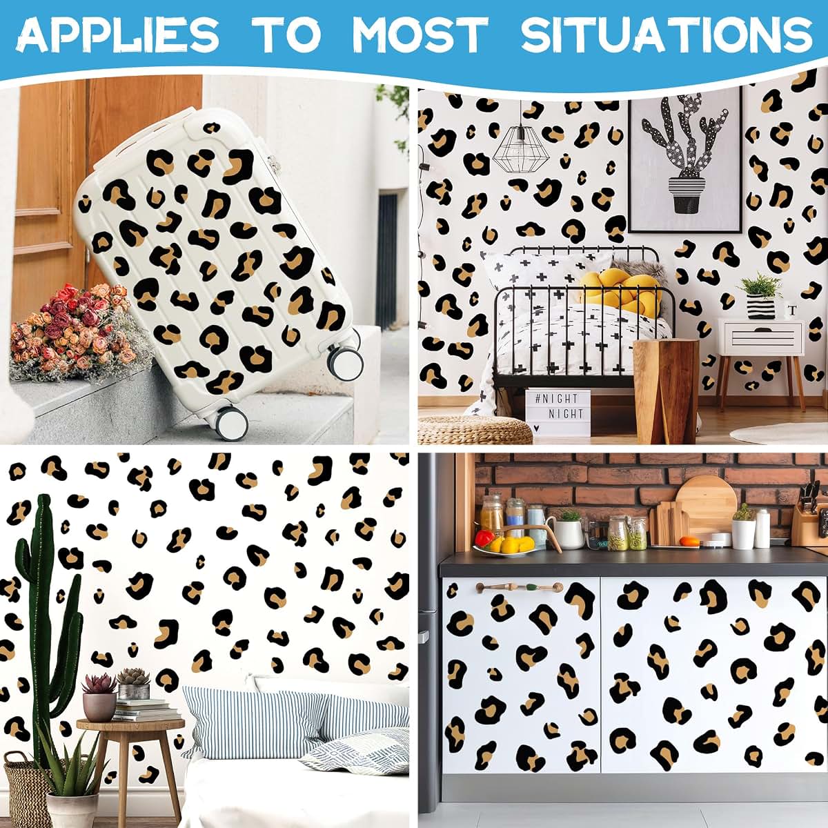 DTLIFEK Leopard Print Wall Decal Black Animal Print Stickers