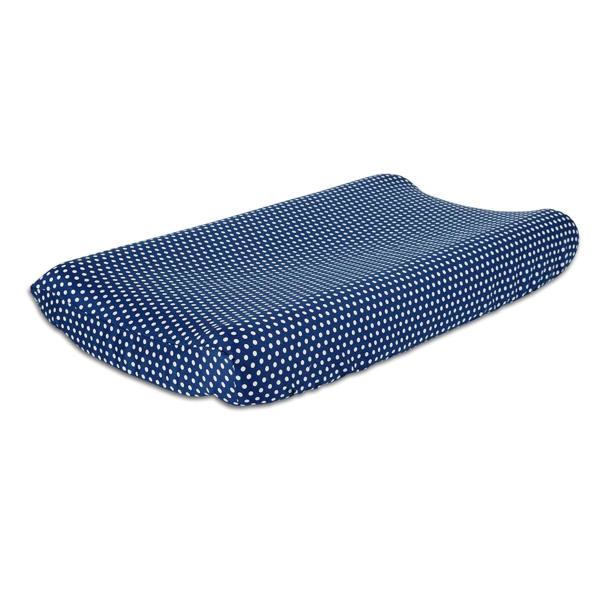 The Peanutshell Dot Cotton Changing Pad Cover in Blue