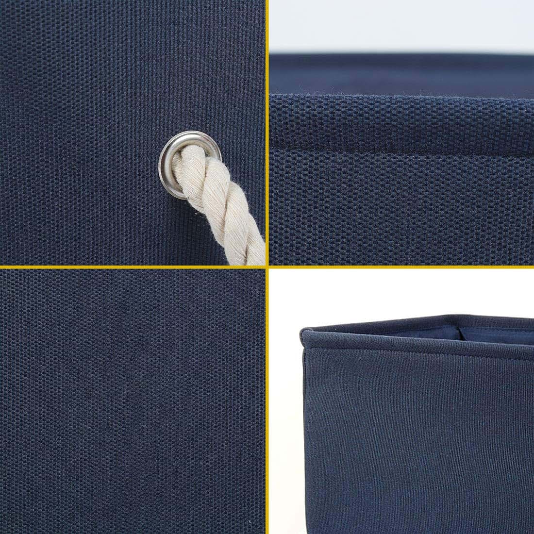 uxcell Fabric Storage Basket with Dual Handles, Collapsible Linen Bin for Toys and Clothes, Dark Blue Medium