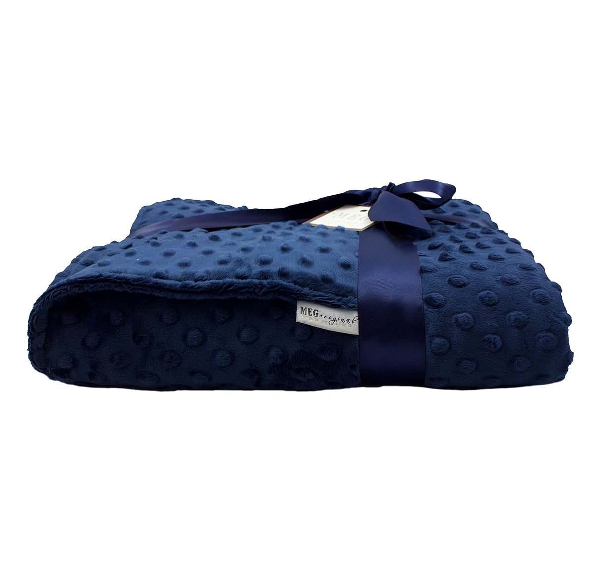MEG ORIGINAL Navy Blue Minky Dot Crib Blanket (photo 4)