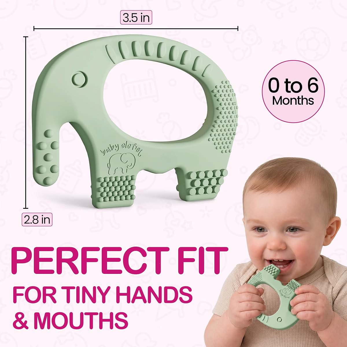Baby Elefun Silicone Teething Toy In Olive