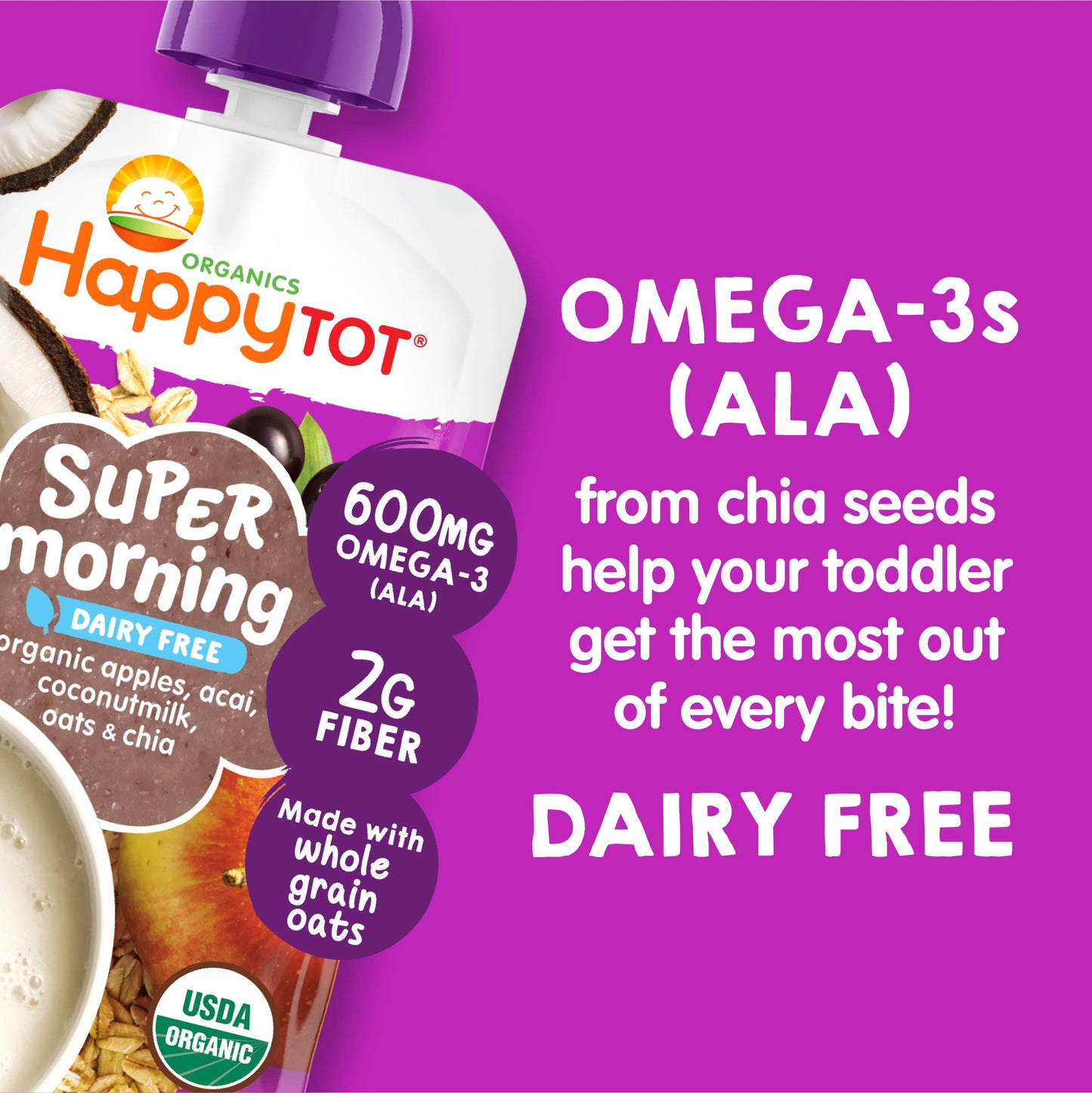 HappyTot Organics Super Morning Fruit & Oat Blend Pouches