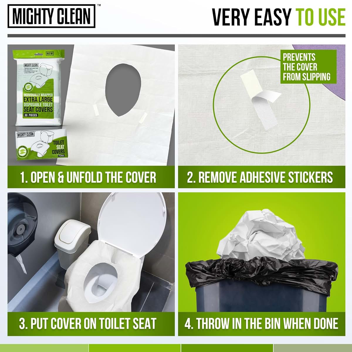 Mighty Clean Extra Large Disposable Toilet Seat Covers