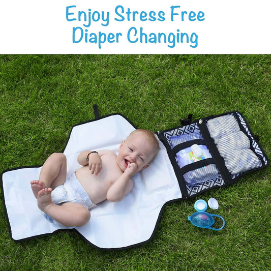 Portable Changing Pad with Head Pillow, Binky Case & Baby Cream Jar for Newborns