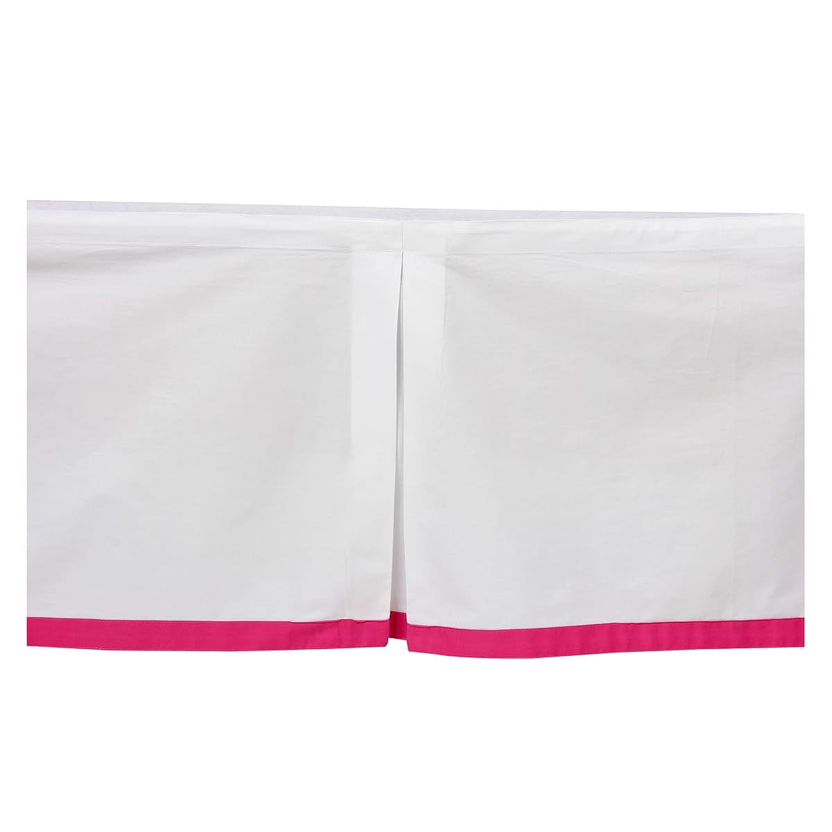 Bacati - Mix N Match White with Band at Bottom Crib Skirt (Pink) (photo 4)
