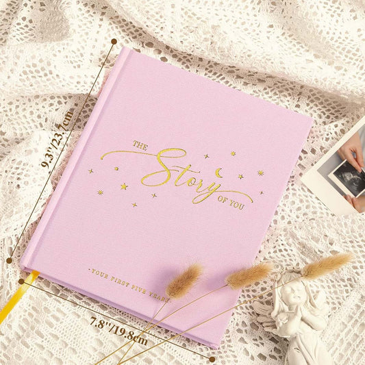 Lanpn Baby Memory Book - Linen Keepsake Journal for First 5 Years