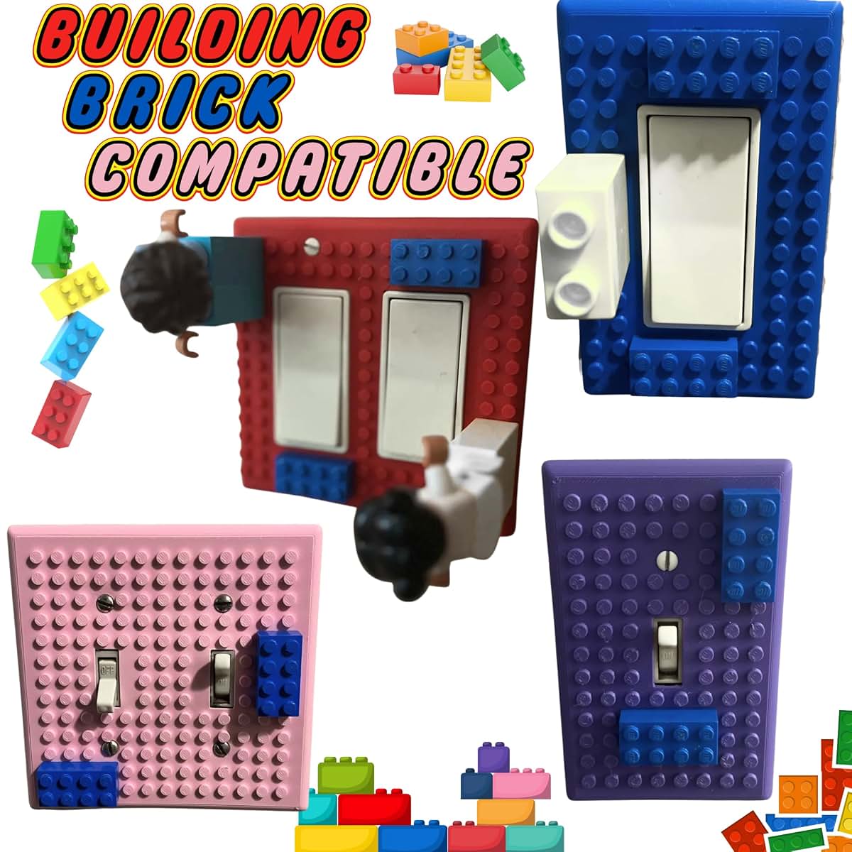 Aunt Lo's Supply Co Building Brick Light Switch Cover Plate - Compatible with Standard Construction Blocks - Double (photo 4)