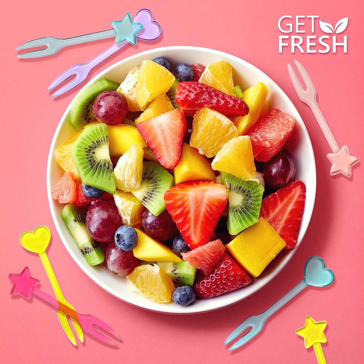GET FRESH 30 Piece Heart and Star Food Picks for Bento Box Decor