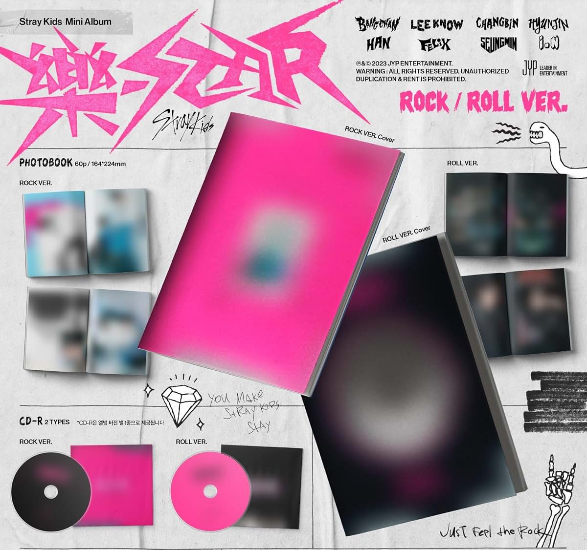 DREAMUS tray Kids ROCK-STAR 8th Mini Album LiMited STAR + 2 Photobook Set (Ship by DHL)