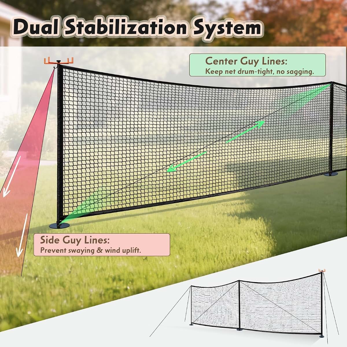 Driveway Guard Barricade Net - HDPE 5Ft High, 31/41Ft Sizes