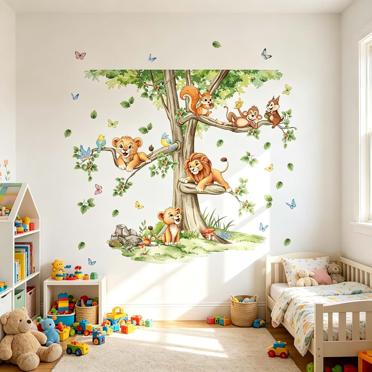 Large Tree Wall Decals with Woodland Animals for Nursery Room Decor