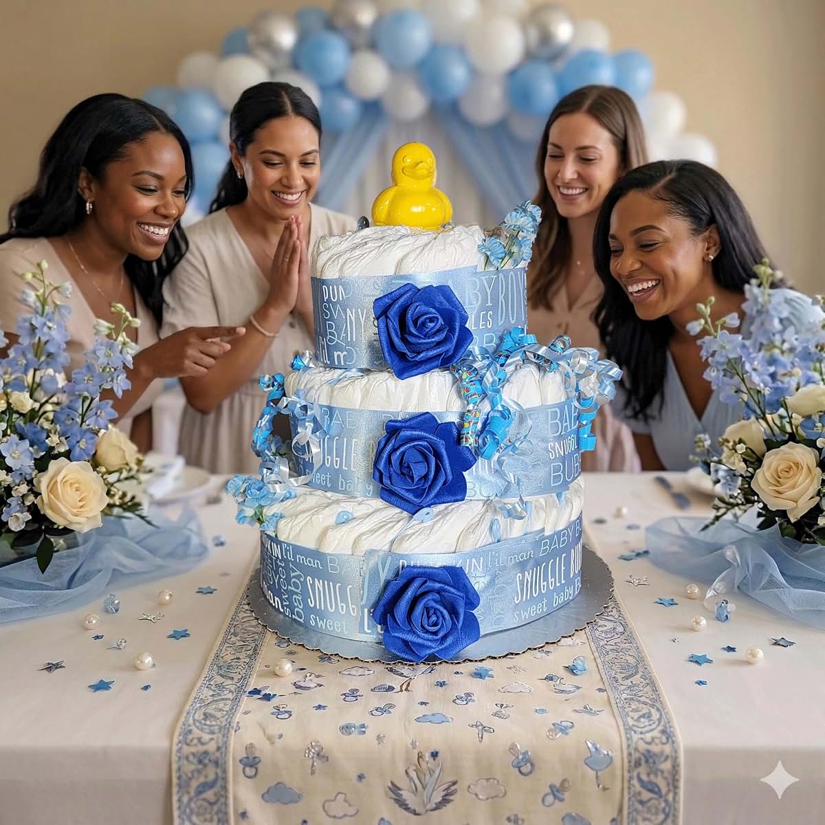 Choobly 3-Tier Baby Boy Diaper Cake Kit with 50 Diapers