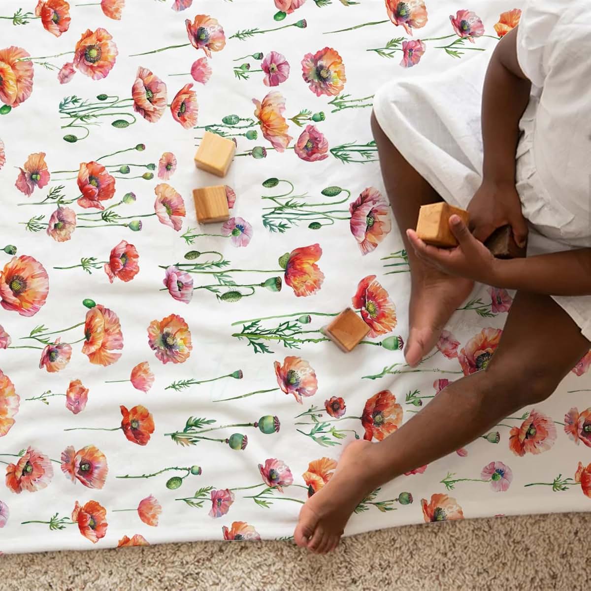 Watercolor Floral Flannel Baby Blanket for Nursery Swaddle Playmat