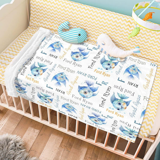BabyOneStop Personalized Angelfish Blanket With Custom Name