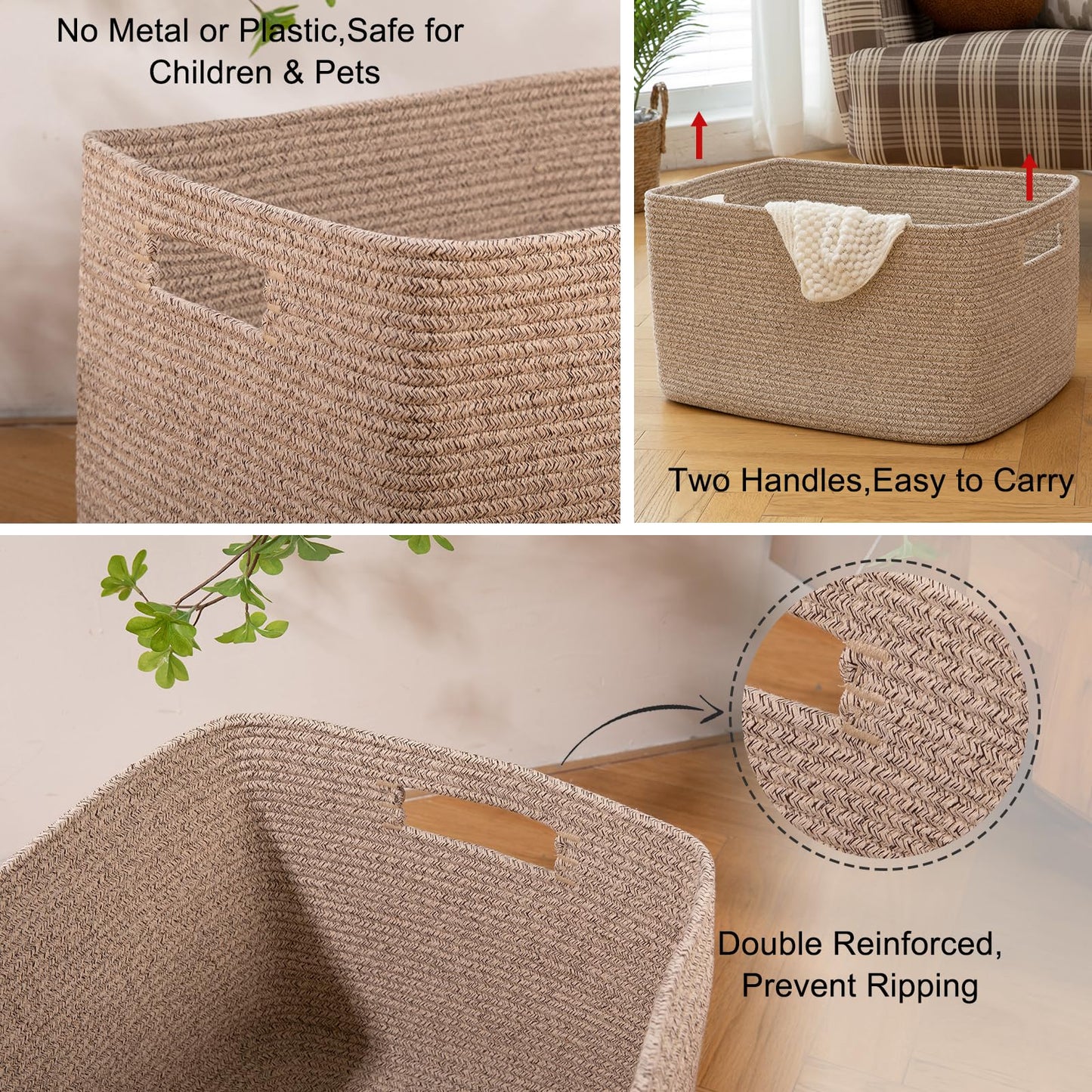 OIAHOMY Cotton Rectangle Blanket Basket