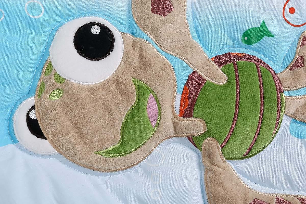CribMATE 8 Pieces Blue Embroidery Turtle Fish Nursery Crib Bedding Set (photo 4)