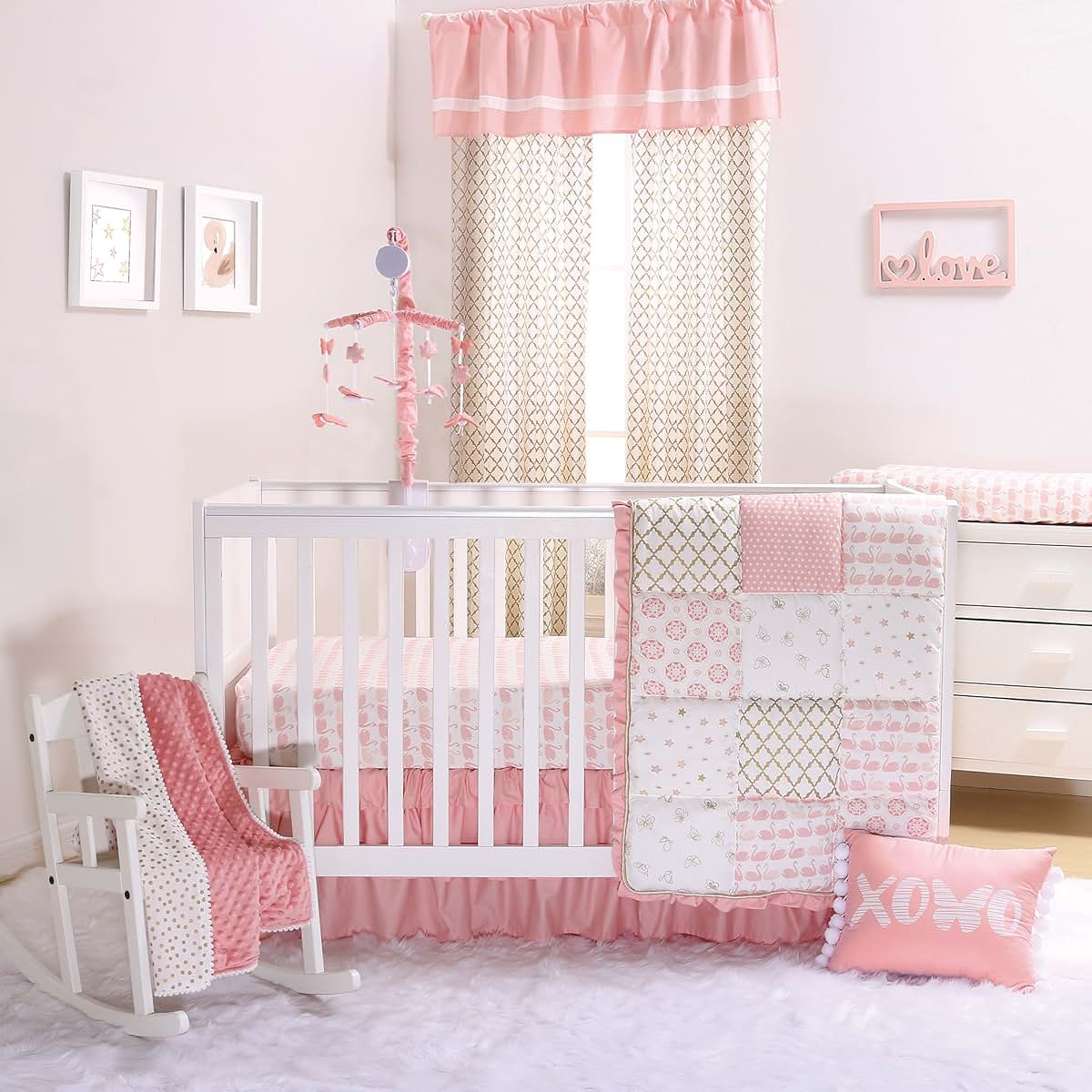 Coral Pink Starstruck Baby Changing Pad Cover by The Peanut Shell