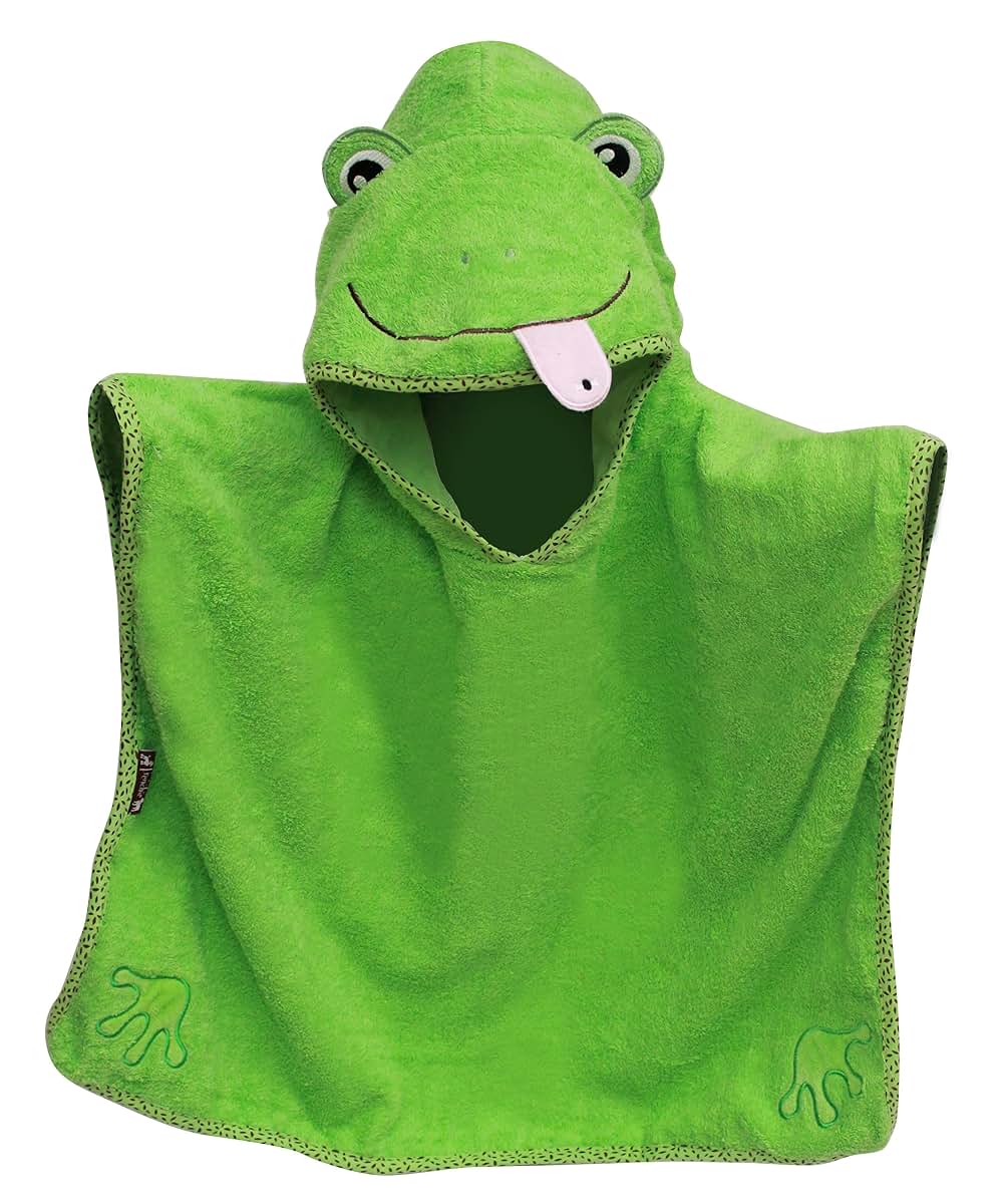 Frenchie Mini Couture Frog Character Poncho Hooded Towel 28"X 30"