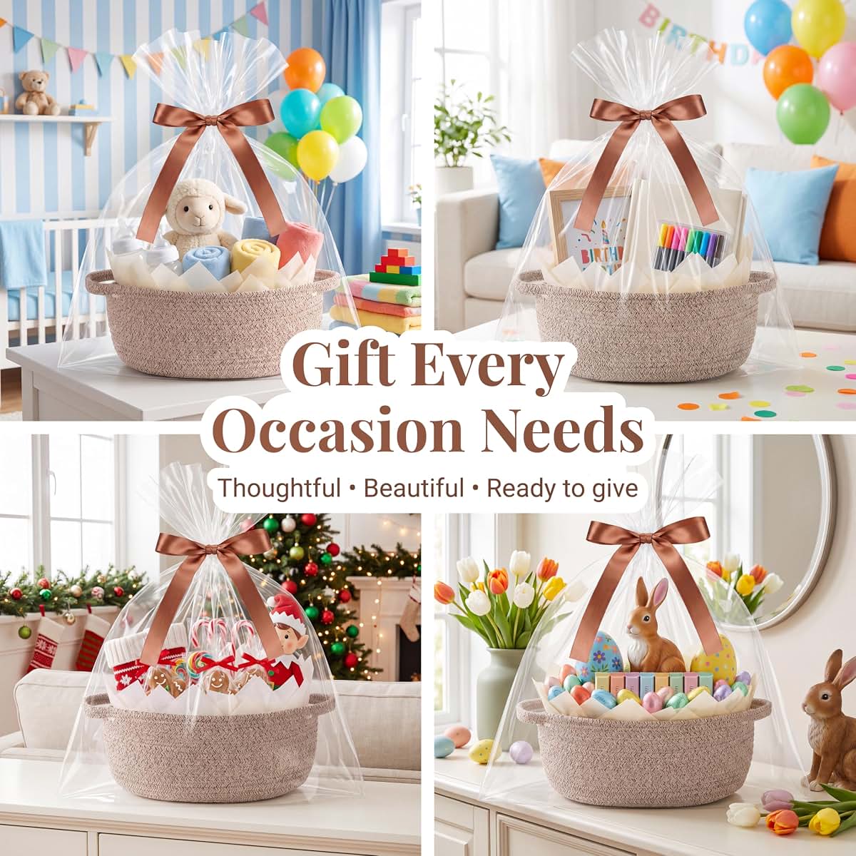 Vireth Haus 4 Pack Small Woven Gift Baskets For Baby Essentials (photo 4)
