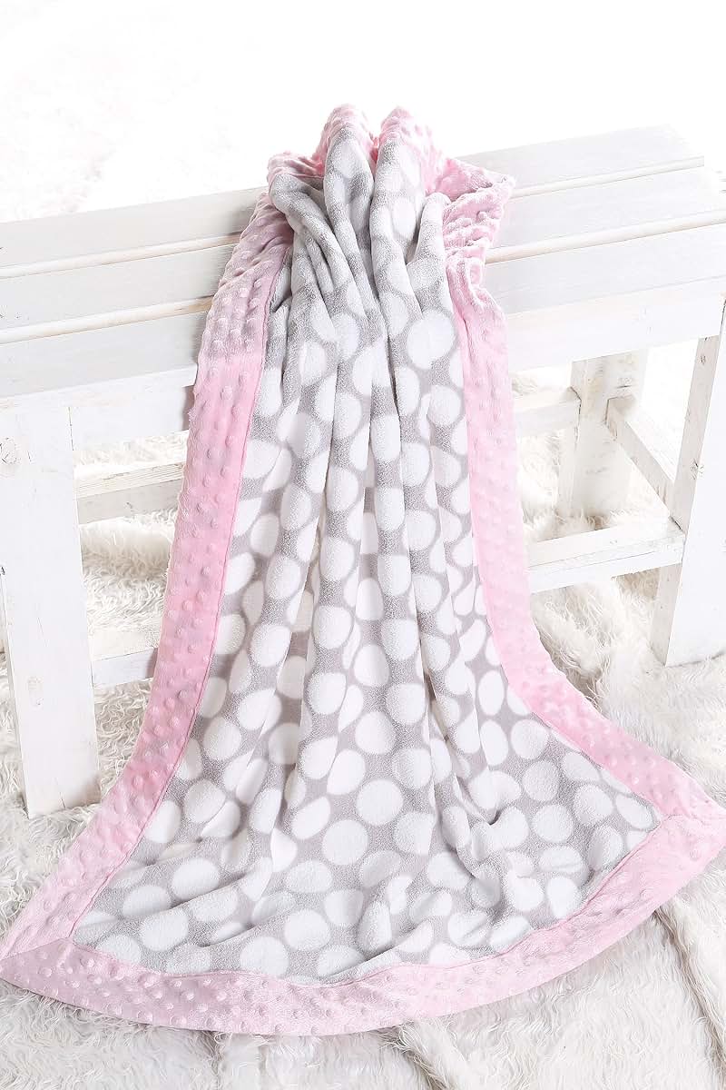 Bacati Elephants Pink and Grey Blanket (photo 4)