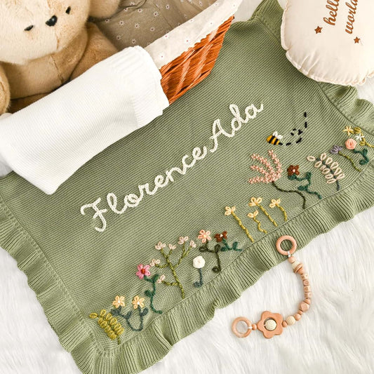 Boozieskoozies Personalized Baby Blanket With Hand Embroidered Name