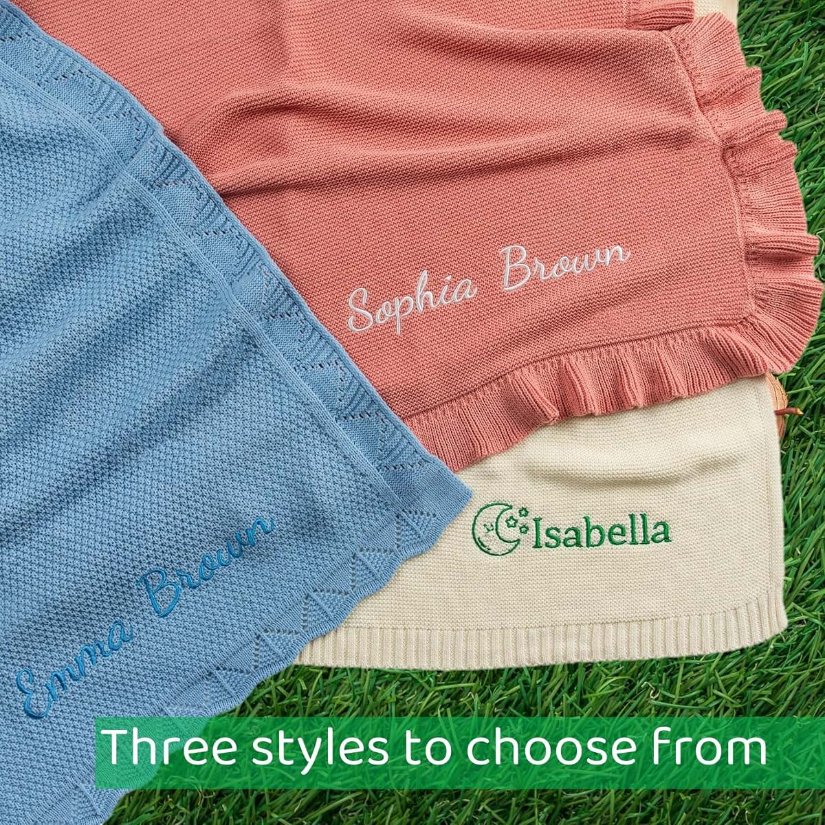 SISLAF Personalized Baby Blanket - Embroidered Name Knit Blanket (photo 4)