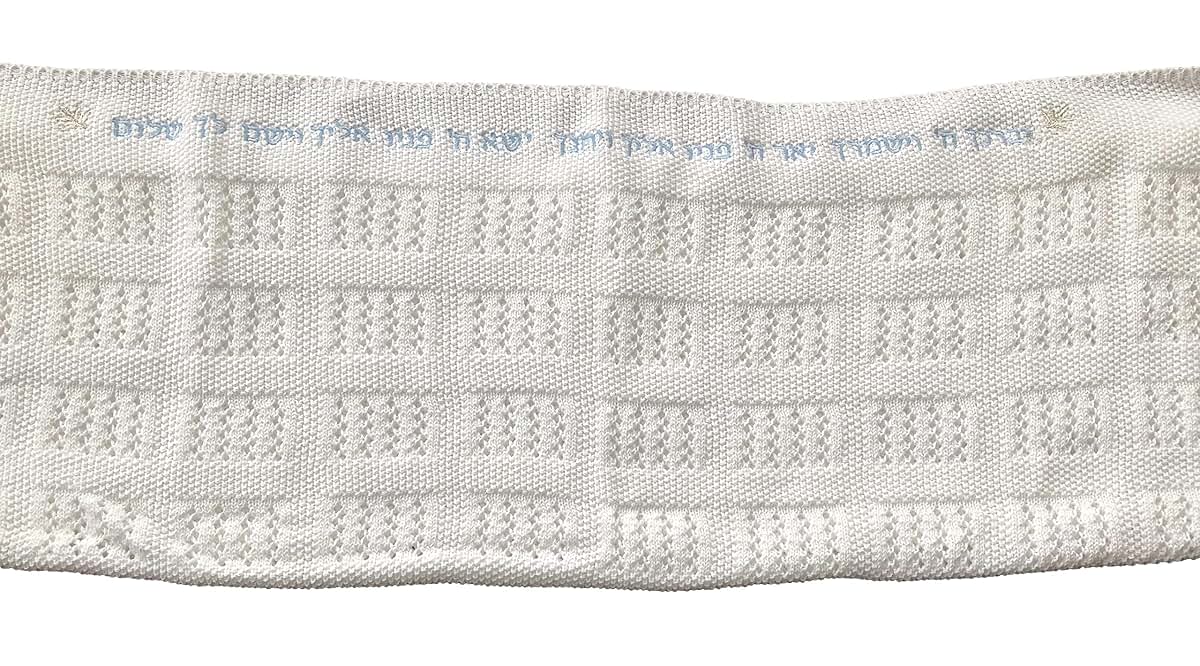 Romy and Rosie Heirloom Style 100% Cotton Knit Blanket White With Blue (photo 2)