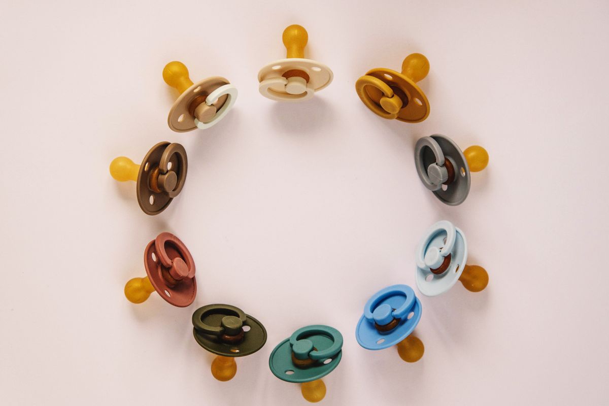 Silicone baby pacifiers, product photo