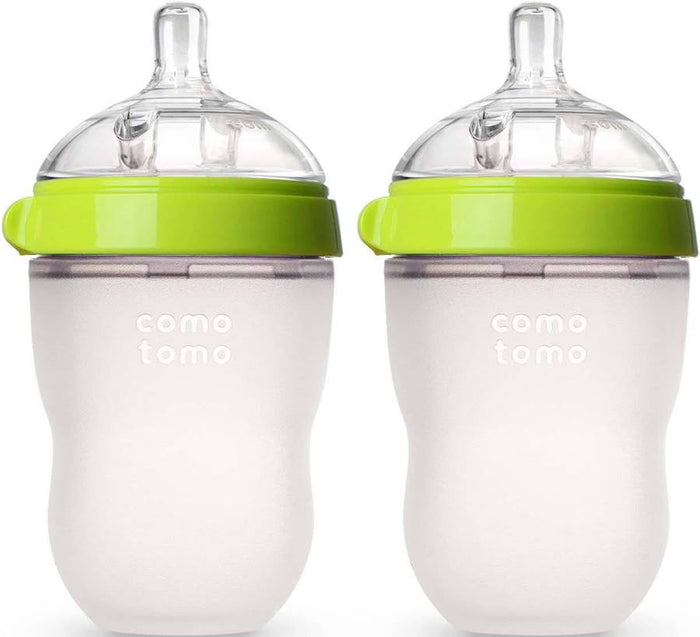 Wide-Neck Soft Silicone Baby Bottles — 2-Pack, Mimics Natural Breastfeeding