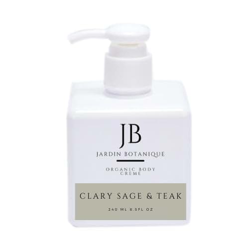 Jardin Botanique Clary Sage & Teak Organic Body Crème, 8 oz Bottle