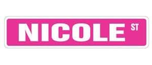 LA STICKERS NICOLE Street Sticker Sign kids room childrens name gift kid child boy girl wall entry - Sticker Graphic