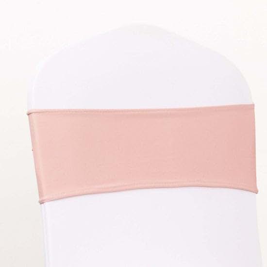 Tableclothsfactory 5 Pack Dusty Rose Spandex Chair Sashes With Gold Buckles 5"x14"
