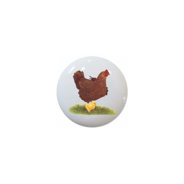 BabyOneStop Red Hen and Chick Ceramic Cabinet and Drawer Knob